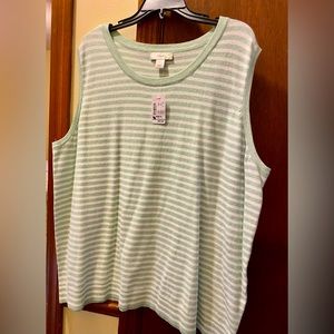 Cj Banks Super soft Tank Top. New with tags. Mint and white stripes.